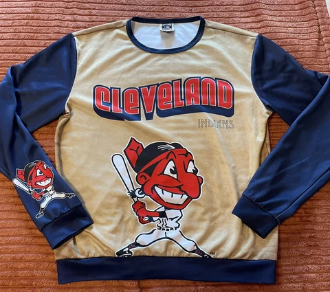 Cooperstown Collection Cleveland Indians Vintage Chief Wahoo Sweatshirt Size L Cover