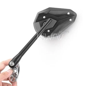 Sport Bike Mirrors ViperII Black Motorcycle with Chrome Base for Sportbike ε - Picture 1 of 9