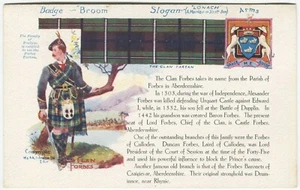 CLAN FORBES, TARTÁN, ARMAS, FALDA ESCOCESA - Postal escocesa W & A K Johnston - Imagen 1 de 2