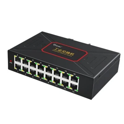 16 Ports Industrial Ethernet Switches Hub 10/100Mbps DIN Rail Vlan RJ45 Network - Image 1 of 4