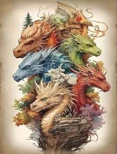 5D Diamond Painting Kits 30X40cm 5 Colorful Dragons Protecting Castle - Mosaic - Picture 1 of 3