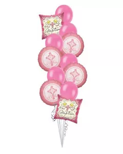 Baby Girl Christening, Baptism Balloon Bouquet (12 Balloons) - Viva Party - Bild 1 von 4