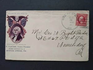 Pa: Sinking Spring 1911 George Washington Patriotic Fraternal Advertising Cover - Picture 1 of 2