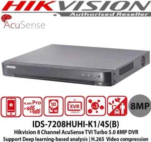 Hikvision IDS-7208HUHI-K1/4S(B) 8 Channel AcuSense AoC TVI Turbo 5.0 8MP DVR - Picture 1 of 1