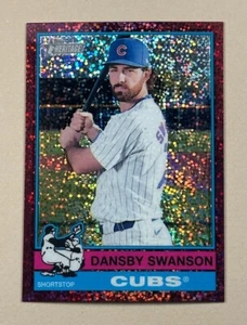 Dansby Swanson - 2025 Topps Heritage - Burgundy Sparkle Chrome #128 - Cubs - Picture 1 of 2