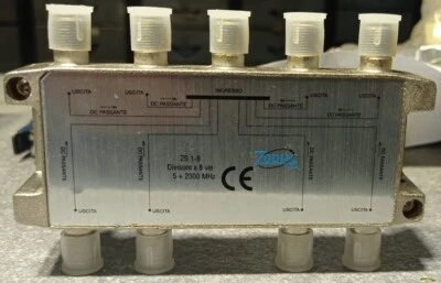 DIVISORE PARTITORE ANTENNA TV-SAT 8 USCITE DIGIT ZODIAC CON PASSAGGIO TENSIONE - Immagine 1 di 3