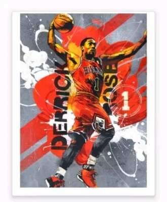 DERRICK ROSE🌹CHICAGO BULLS OLD SCHOOL 8.5x11 ULTRA GLOSSY BASKETBALL POSTER SET - Image 1 of 4