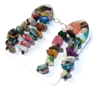 Sobral Retired Orient Express Maya Multi Beads Dangle Artist Made Clip Earrings - Picture 1 of 7