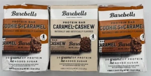 3PK Barebells Cookies & Carmel & Carmel Cashew Protein Bars ~EXP 8/25+~4 BARS EA - Picture 1 of 4