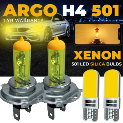 H4 100w Xenon Hid Super Yellow 501 Led Side Lights Headlight Lamps 472 Bulbs 12v - Image 1 of 4