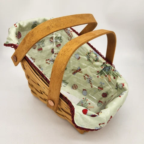 Longaberger 2008 Small Vegetable Basket+Plastic Prot.+Christmas Liner COUNTRY Cover
