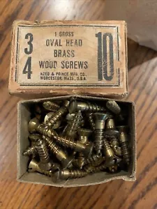 Vintage Box of 141 Reed & Prince #10 3/4” Oval Head Brass Wood Screws - Picture 1 of 5