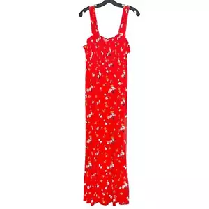 NWT Isabel Maternity Womens Dress Maxi Floral Smocked Sleeveless Red Large BW - Picture 1 of 5