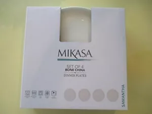 NUEVO JUEGO DE 4 PLATOS DE CENA COUPÉ MIKASA SAMANTHA DE HUESO BLANCO CHINA 10,5" EN CAJA - Imagen 1 de 12