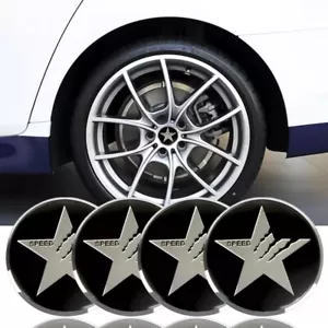 4x METAL TEXAS STAR Sticker Decal Dome Wheel Center Caps 2.20" Silver - Picture 1 of 3