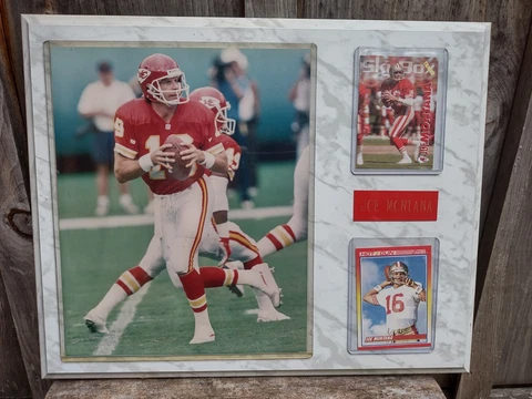 Vintage NFL Kansas City Chiefs Joe Montana Card And Picture Plaque Cover