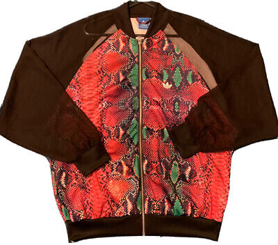 🔥Adidas Originals Soccer Snakeskin Track Top Jacket Sheer Mesh Sleeves Size 12 • 46.85€