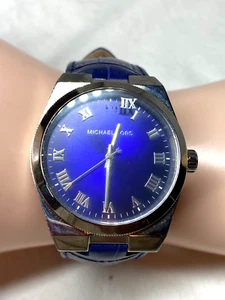 Michael Kors Channing Quartz Analog Blue Dial Leather Strap Unisex Watch MK 2355 - Picture 1 of 10