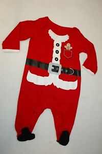Baby Boys Girls Outfit RED SANTA CLAUS SUIT Footed Jumper CHRISTMAS Size 6-9 MO