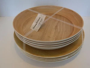 Tommy Bahama Melamine Light Faux Wood Dinner Plates & Pasta / Salad Bowls 8 Pcs - Picture 1 of 3