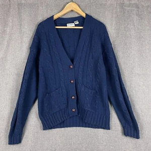 Vintage Apostrophe Cardigan Women Navy L Preppy Grandma Academia Old Money - Picture 1 of 8