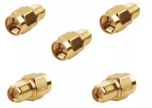 5x RP-SMA Jack Male to SMA Plug Male RF Coax Connector Adapter for WiFi RouterUS - Zdjęcie 1 z 1