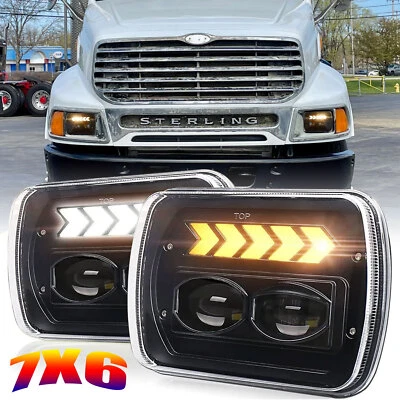 2PC For Sterling Commercial Truck LT9500 7x6" 5X7 LED Headlights Projector Lamps - Image 1 of 4