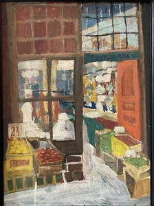 🔥 Vintage Modern Social Realism Urban Cityscape Oil Painting DIMONDSTEIN 1950s - Picture 1 of 24