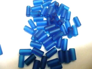 1970er American Vintage Ofen Glas Capri blau matt Röhre Perlen 8X4MM G70M-17 - Bild 1 von 5