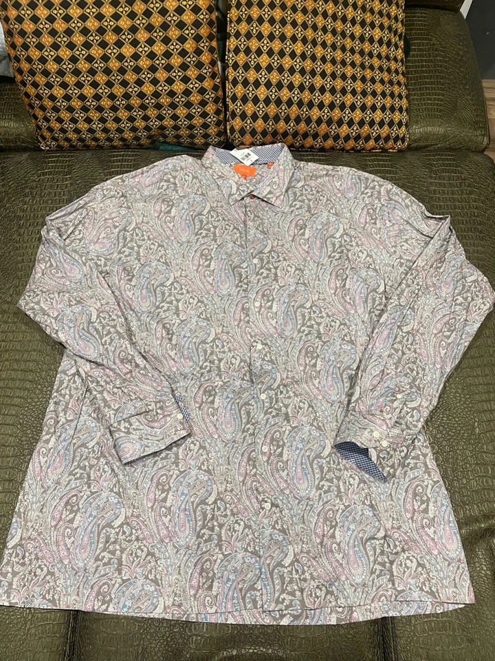 Camisa TALLIA Hombres PASLEY Abotonada Mangas Largas 100% Algodón 4XLT NUEVA Foto 1 de 3