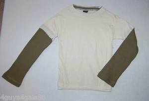 Boys Long Sleeve Layer Shirt Off White ARMY GREEN Thermal Sleeve Size 4 - Picture 1 of 1