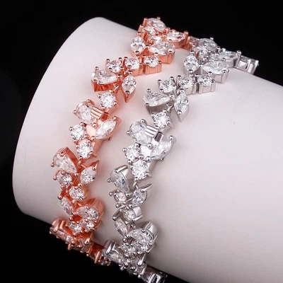 Full Real Moissanite Bracelet for Women Solid 925 Sterling Silver Hand Chain GRA - Image 1 of 4