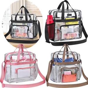 Transparente PVC-Tasche Damen groß transparent Handtasche Reißverschluss Handtasche Stadion Sicherheit - Bild 1 von 13