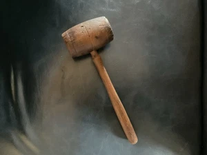 9 in Old Wooden Gavel With 3 In Head - Picture 1 of 6
