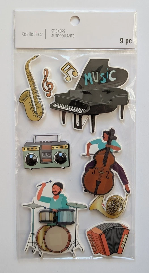 Tocar música batería violonchelo piano saxofón álbum de recortes pegatinas recuerdos  Foto 1 de 1