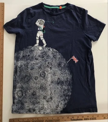 Boy’s BODEN Size 13-14Y Blue T-Shirt Astronaut GOLFING on the MOON - Image 1 of 4