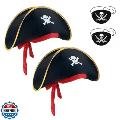 MandG House Halloween Sombreros Pirata Caribe Negro Pirata Gorra Estampado Calavera Gorra Foto 1 de 4