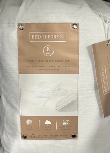 Bed Theory Co. 4 Piece Gauze King White Sheet Set Soft Unique Texture - Picture 1 of 2