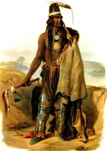 Karl Bodmer Abdih Hiddisch Mandan Chief 1832 17"x 22" stampa artistica archivio - Foto 1 di 1