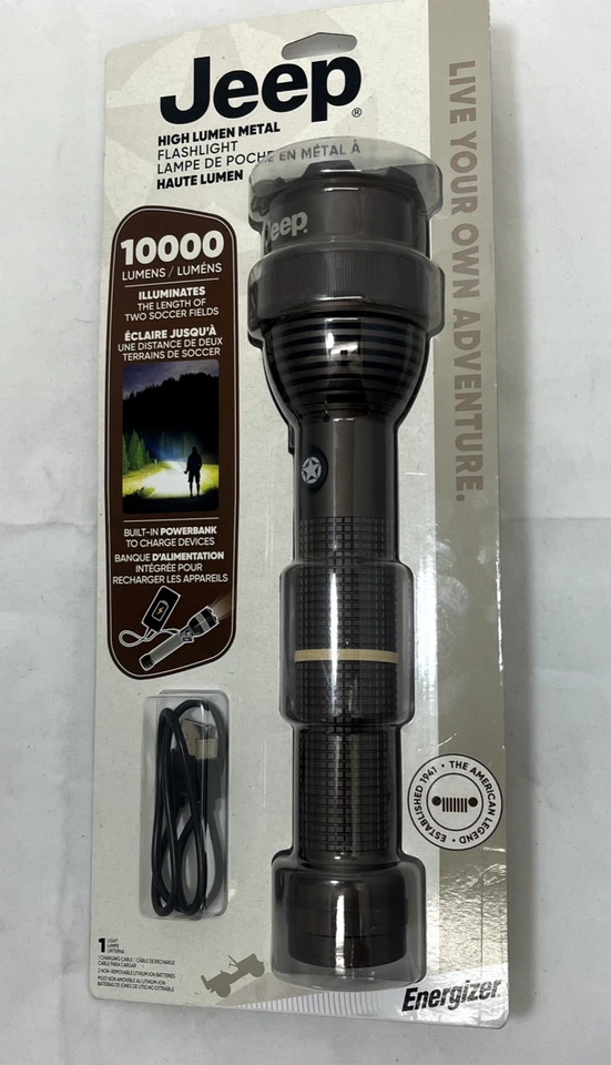 Linterna LED recargable metálica de alto lumen Jeep, 10.000 lúmenes. Foto 1 de 4
