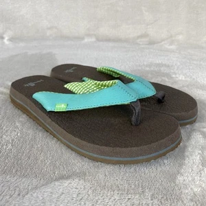 Sanuk Yoga Mat sandali infradito donna taglia 5 marrone verde schiuma NUOVI - Foto 1 di 9