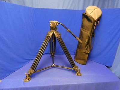 Manfrotto 503 Tripod Head w/ 2 Stage 546B Alum Legs, Spreader, Handle, Case - Image 1 of 4
