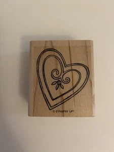 ¡Nuevo Stampin Up! Sello de goma montado en madera corazón RS25 - Imagen 1 de 3