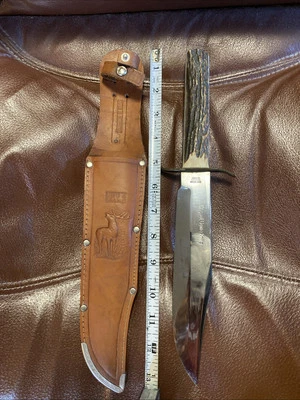 CUCHILLO Y FUNDA HOJA FIJA BOWIE ALEMÁN ORIGINAL MANGO CIERVO MARCA EDGE 443 DE COLECCIÓN Foto 1 de 4