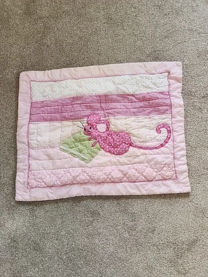 Pottery Barn Kids Pillow Sham Mouse w/ Book Pink Polka Dots Tie Back Quilted - Image 1 of 4