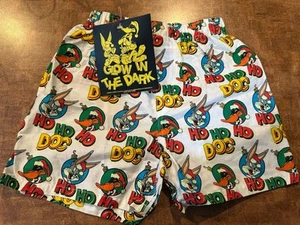 NOS Vintage 90s Looney Tunes Glow in the Dark Boxer Shorts Youth M 10/12 NEW - Picture 1 of 8