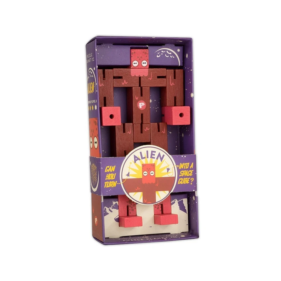 Puzzle Planet Robot Wooden Brain Teaser – Transforming Robot to Cube Level 3/4 - Image 1 of 1