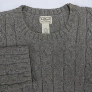 Vintage LL Bean Sweater Mens 2XL Tall 2XLT Gray Cable Knit Lambs Wool Fisherman - Picture 1 of 10