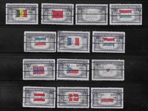 IN Precancels: Orland 729; edición Overrun Nations 1943-44; juego completo/13 - Imagen 1 de 1