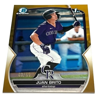 2023 Bowman Juan Brito 1st True Gold Chrome Prospect Refractor #BCP-77 /50 NM - Image 1 of 2